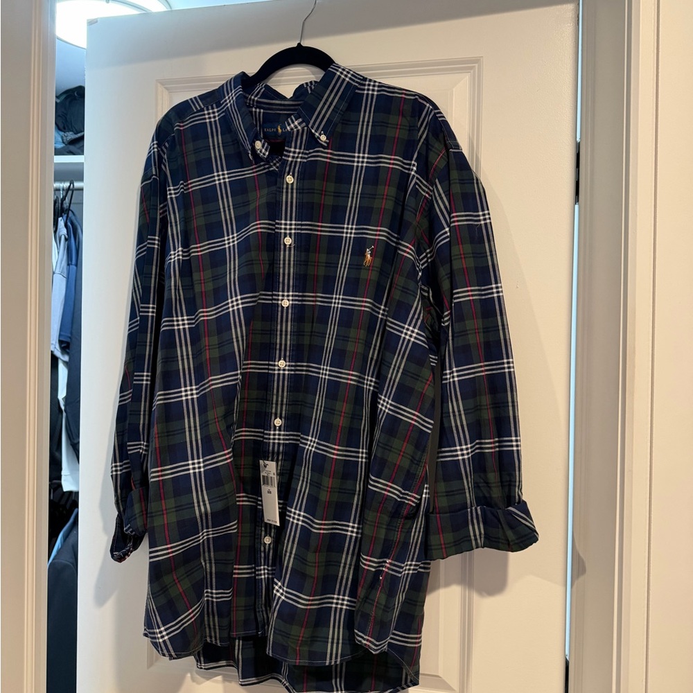 Polo by Ralph Lauren Green and Navy Plaid Button-Down Shirt